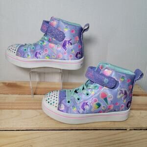 Skechers Girls Lite-Up Hi-Tops Purple Unicorn w/ "Twinkle Toes" - Size 11